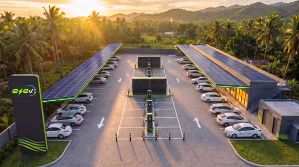 EZEV solar-canopy DC fast charging hub